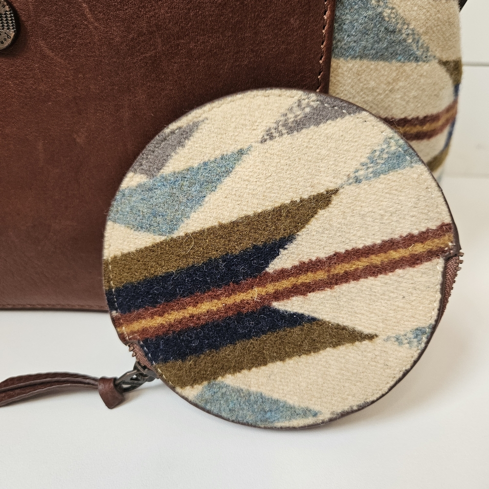 NWOT Pendleton Trail Wyeth Dome Purse & Coin Purse - Leather & Wool - Picture 7 of 15